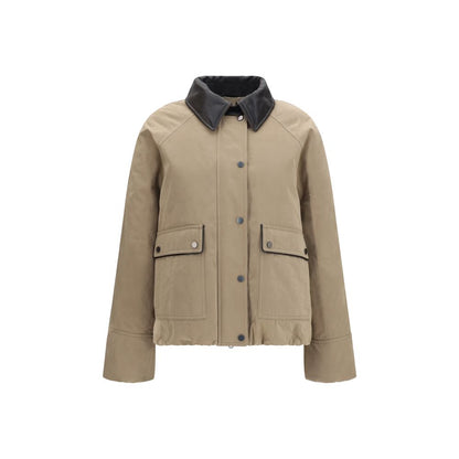 Brunello Cucinelli Beige Cotton Leather Jacket