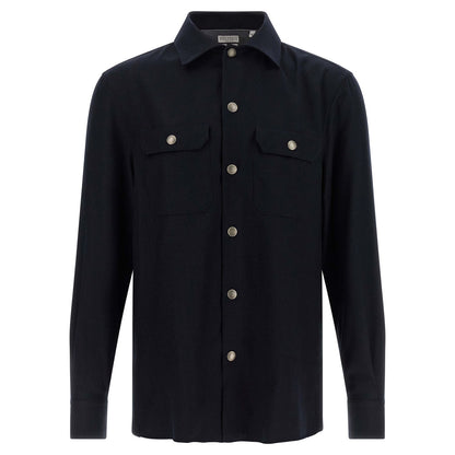 Brunello Cucinelli Blue Virgin Wool Blouse