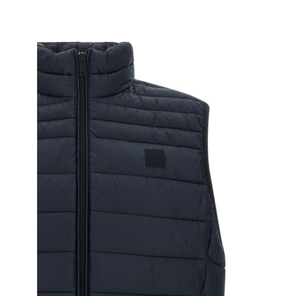Hugo Boss Blue Recycled Polyamide Sleeveless Jacket