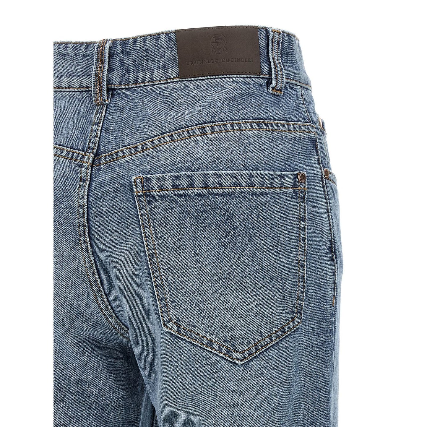 Brunello Cucinelli Blue Cotton Relaxed Fit Jeans