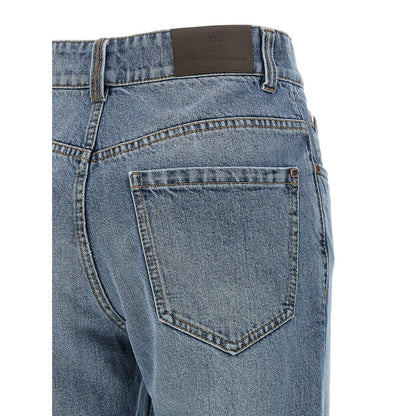 Brunello Cucinelli Blue Cotton Relaxed Fit Jeans
