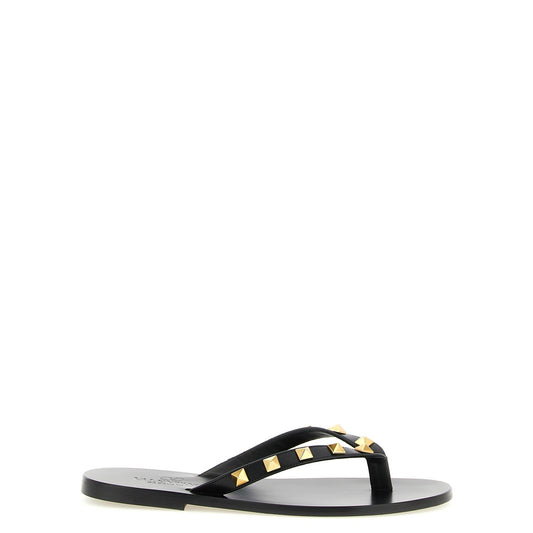 Valentino Garavani Black Calfskin Slides