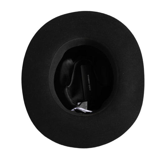 Dolce & Gabbana Men Black Classic Wide Brim Fedora Capello Hat