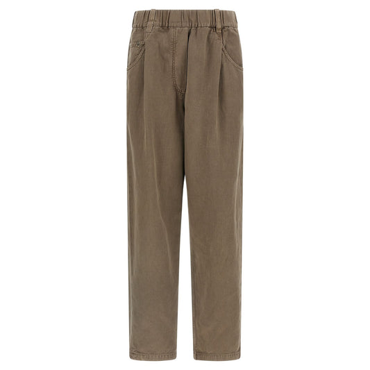 Brunello Cucinelli Brown Cotton Casual Pants
