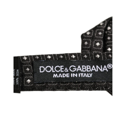 Dolce & Gabbana Men Dark Gray Polka Dot Silk Adjustable Neck Papillon Bow Tie
