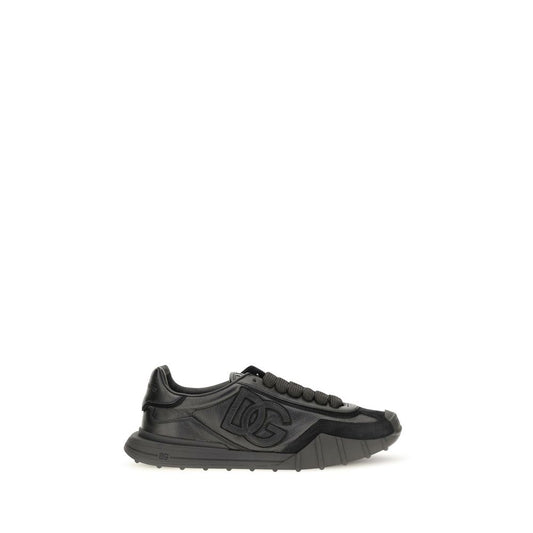 Dolce & Gabbana Black Calf Leather Bos Taurus Athletic Sneakers