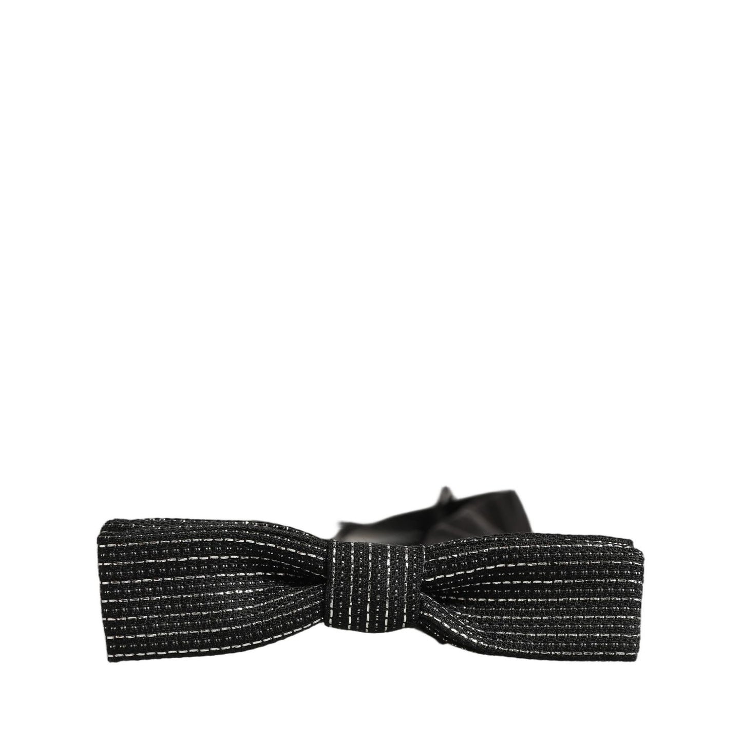Dolce & Gabbana Men Dark Blue Silver Ribbed Adjustable Neck Papillon Bow Tie