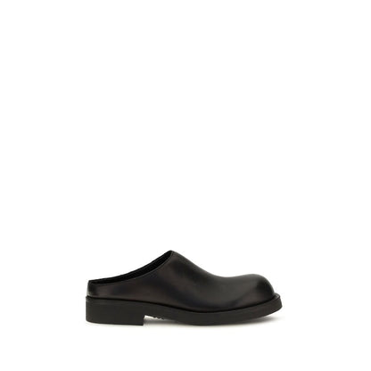MM6 Black Calf Leather Bos Taurus Mules
