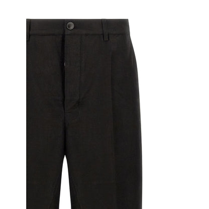 Rick Owens Black Ramie Casual Pants