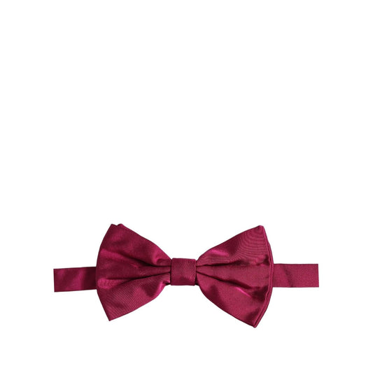 Dolce & Gabbana Men Burgundy Silk Adjustable Neck Papillon Bow Tie