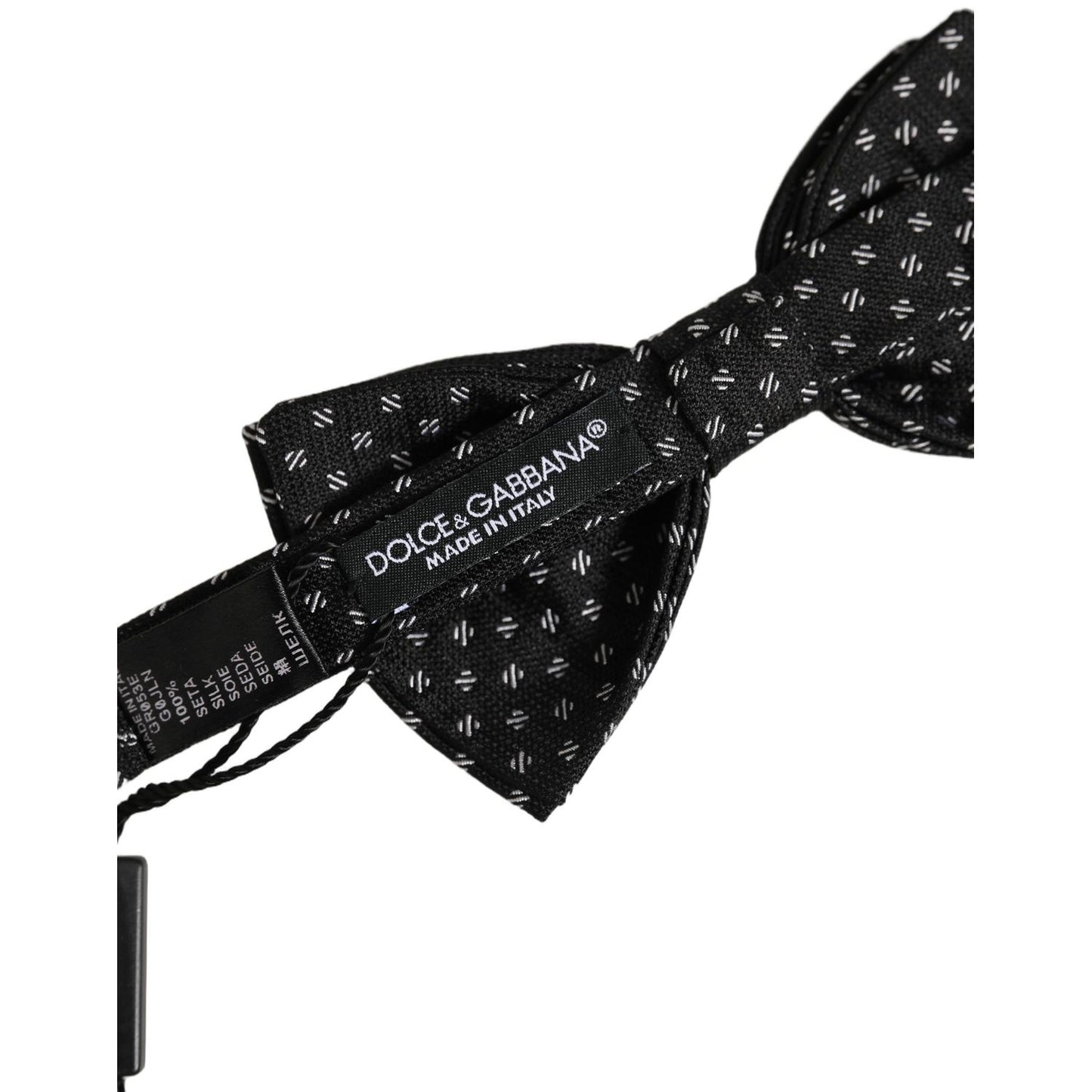 Dolce & Gabbana Men Black Patterned Adjustable Neck Papillon Bow Tie