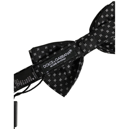 Dolce & Gabbana Men Black Patterned Adjustable Neck Papillon Bow Tie