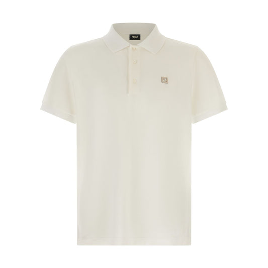 Fendi White Cotton Polo Shirt