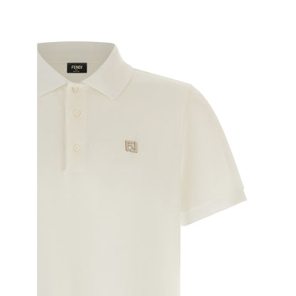 Fendi White Cotton Polo Shirt