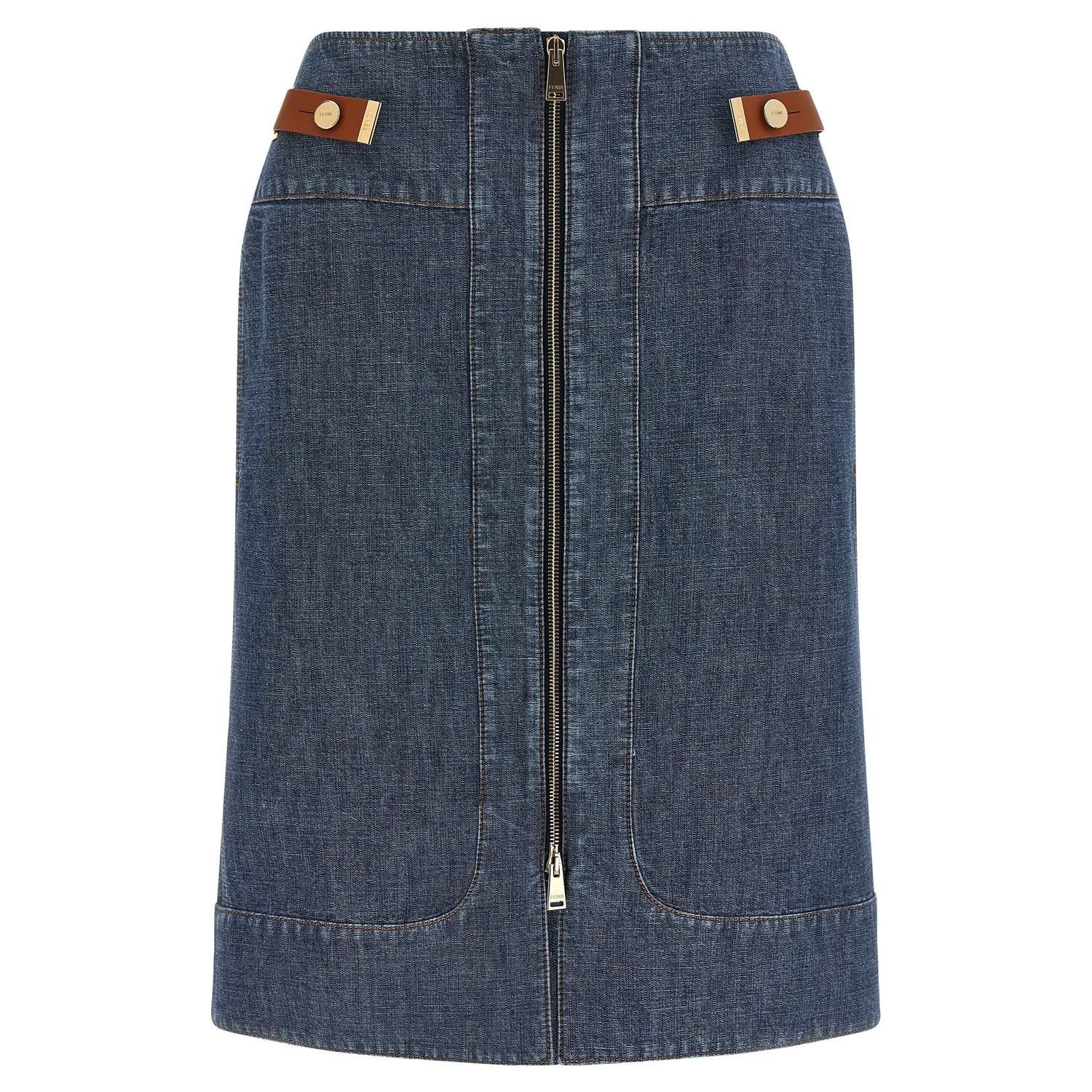 Fendi Blue Cotton Midi Skirt
