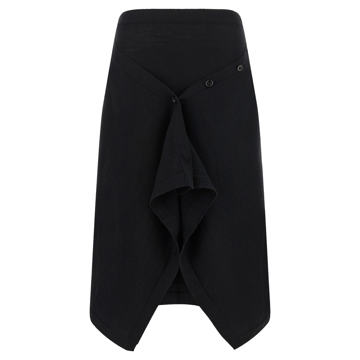Lemaire Black Wool Midi Skirt