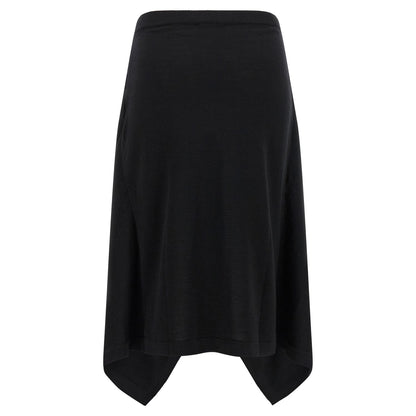 Lemaire Black Wool Midi Skirt