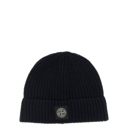 Stone Island Blue Virgin Wool Beanie