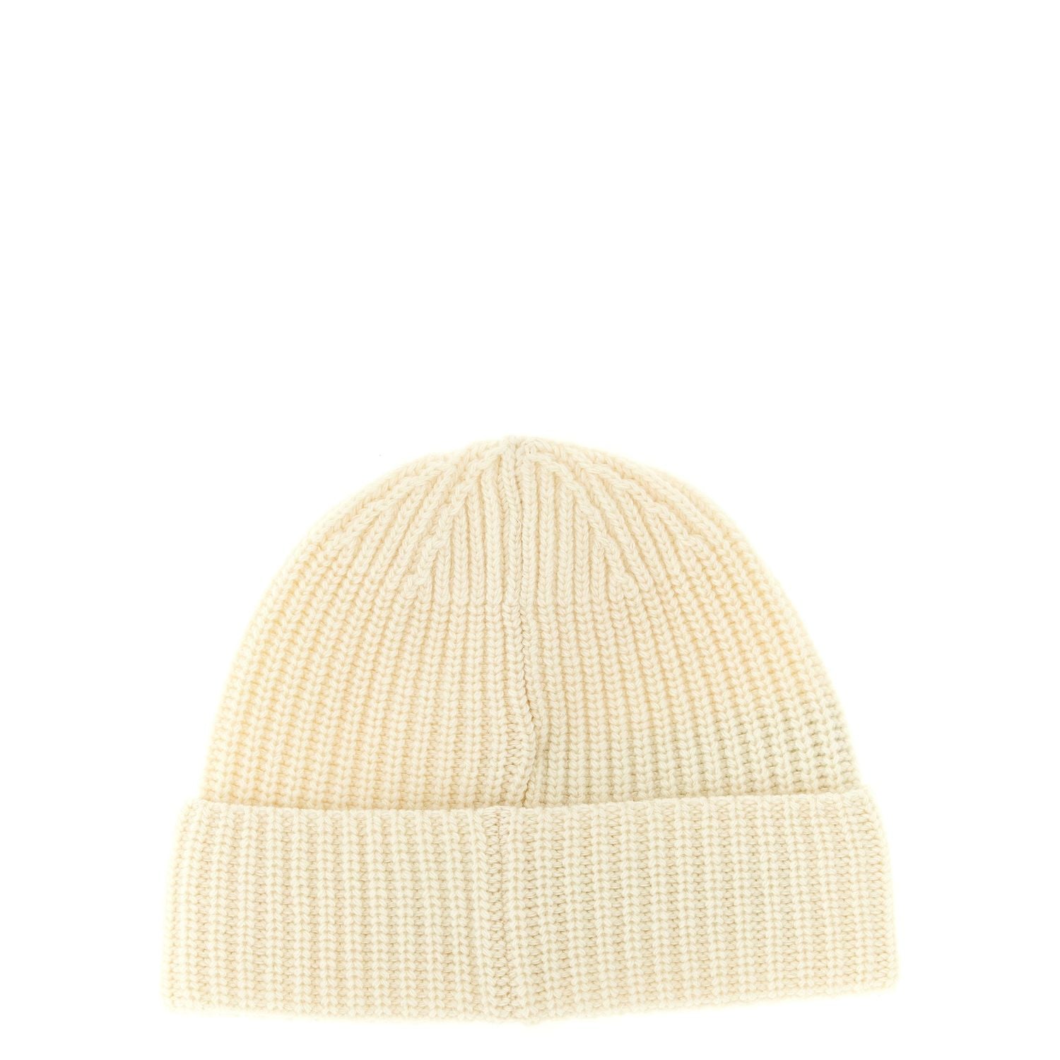 Stone Island White Virgin Wool Beanie