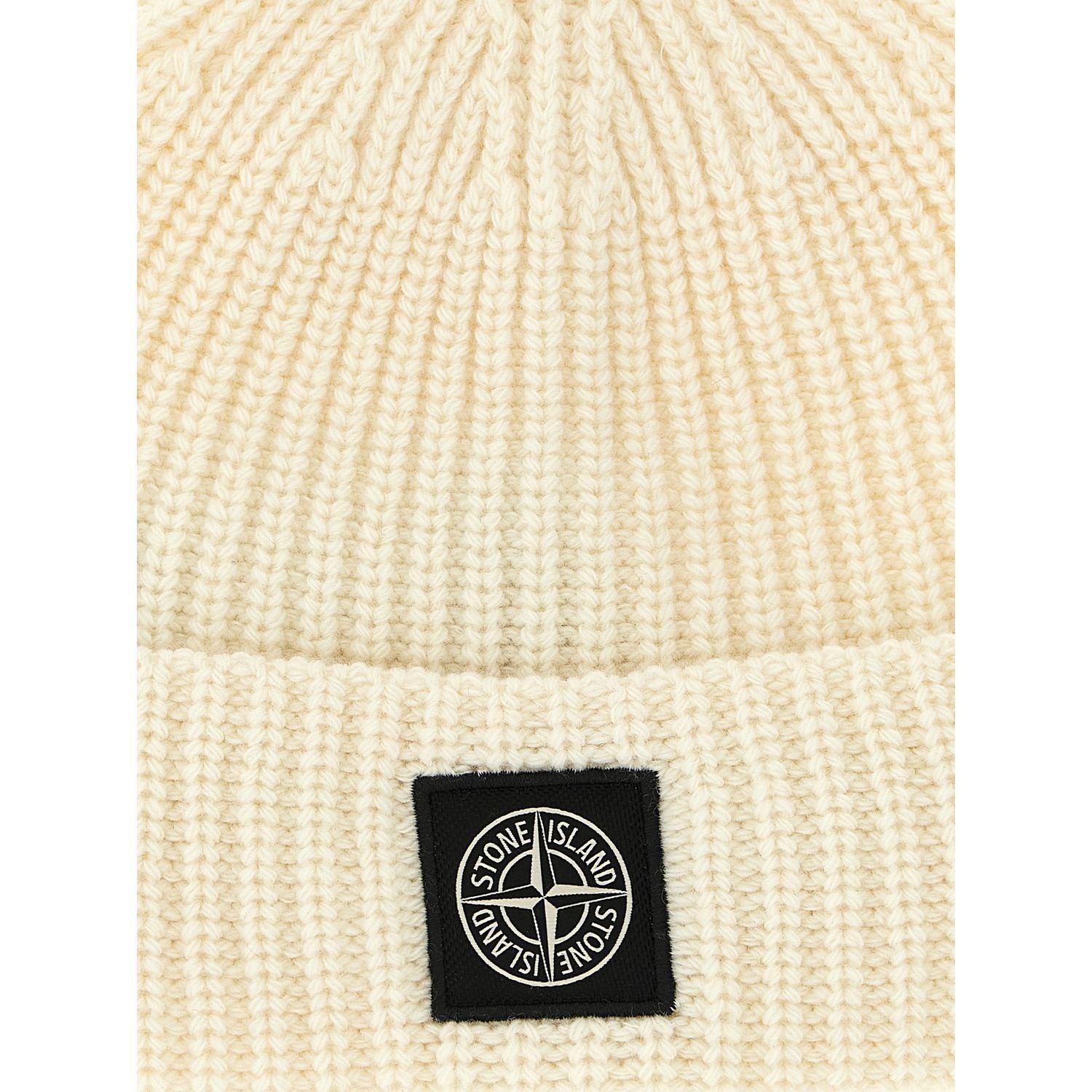 Stone Island White Virgin Wool Beanie