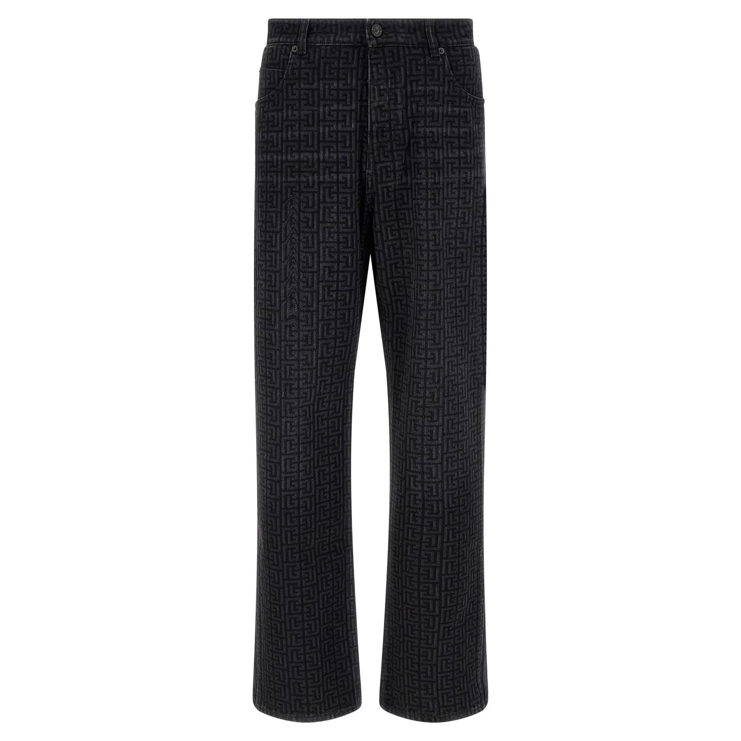 Balmain Black Cotton Straight-Leg Jeans