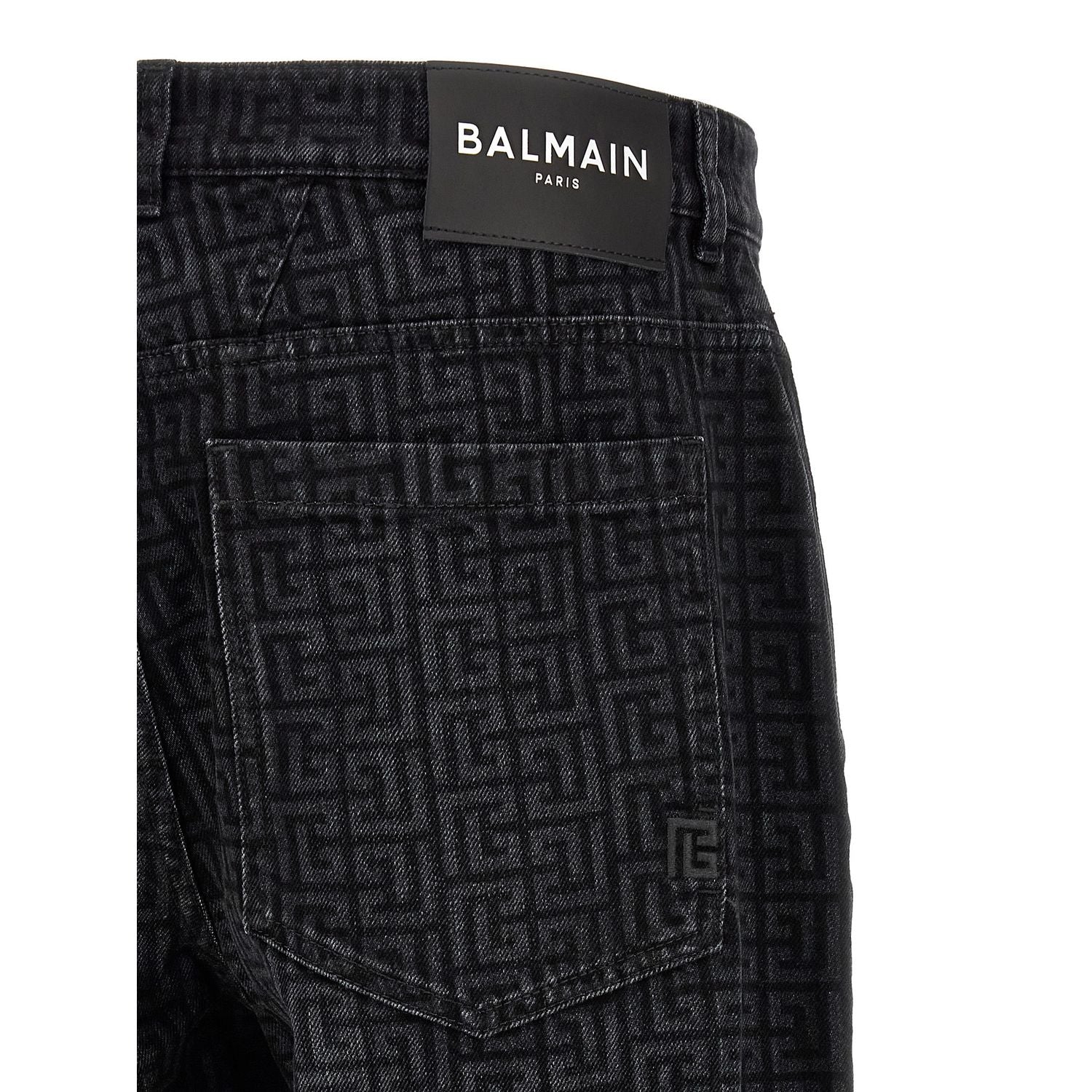 Balmain Black Cotton Straight-Leg Jeans