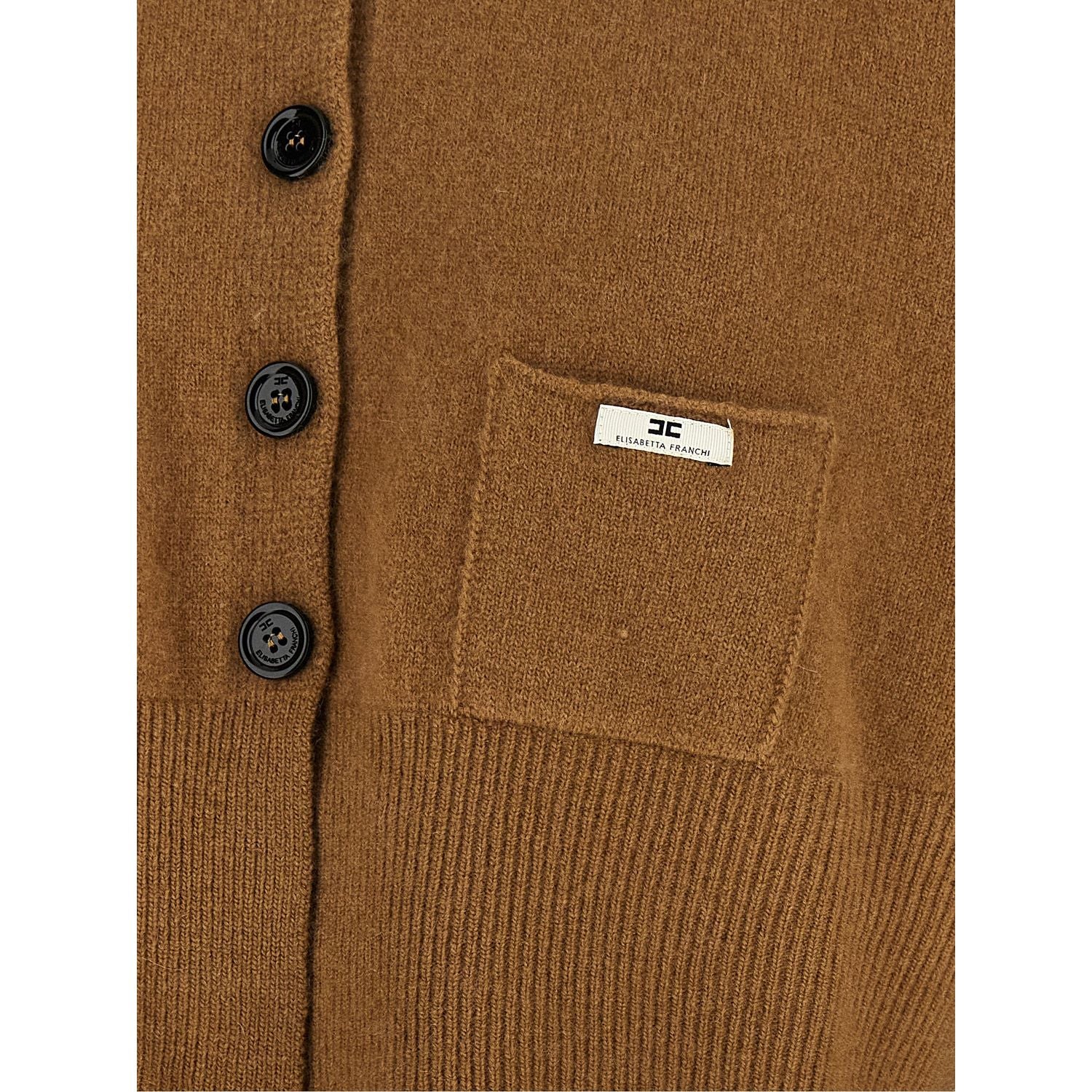 Elisabetta Franchi Brown Wool Cardigan