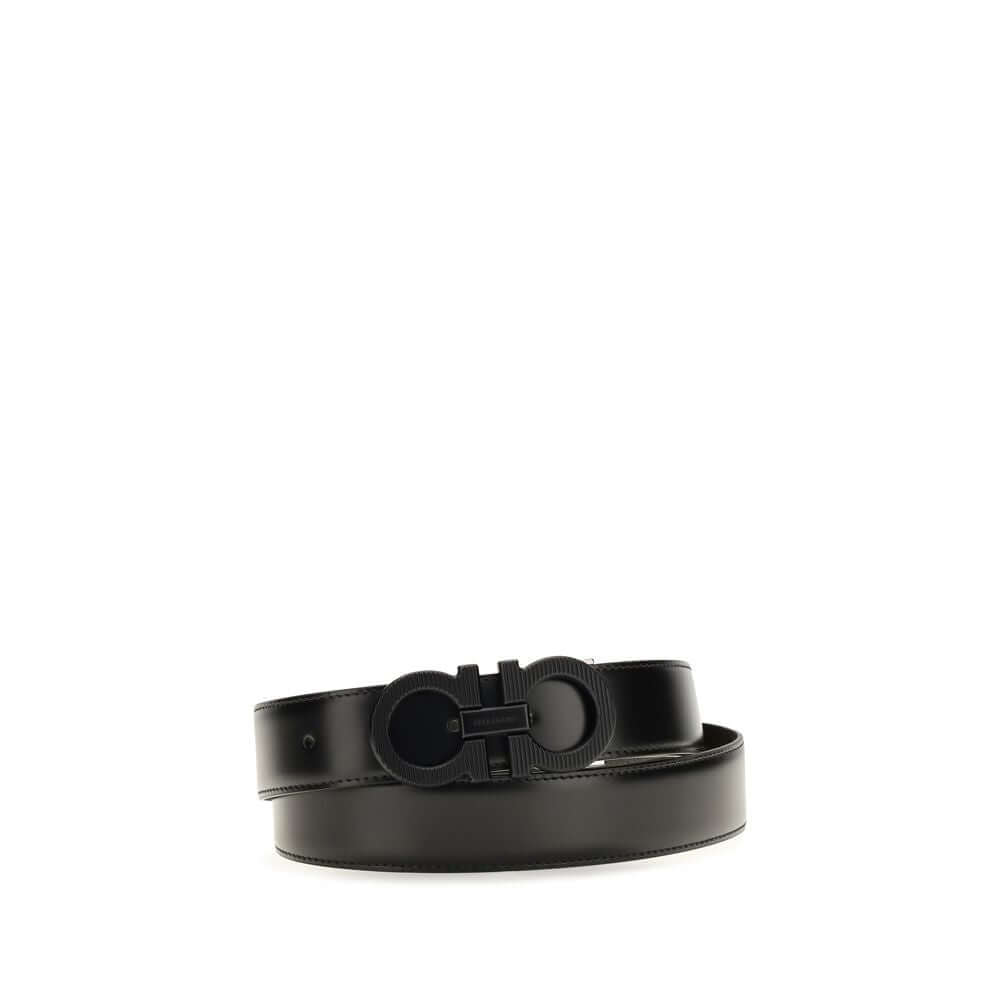 Ferragamo Black Calf Leather Bos Taurus Regular Belt