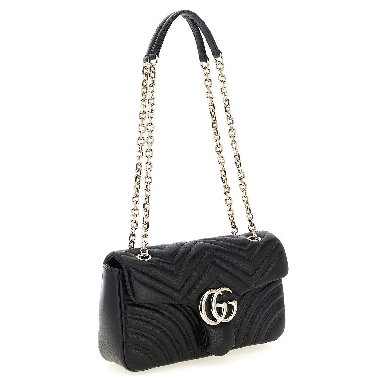 Gucci Black Lamb Leather GG Marmont Shoulder Bag