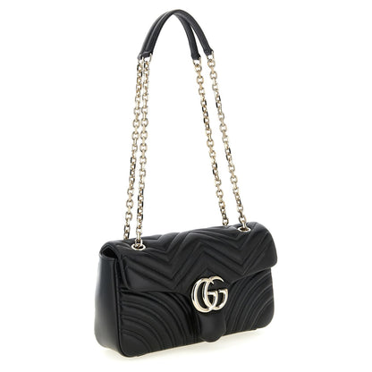 Gucci Black Lamb Leather GG Marmont Shoulder Bag