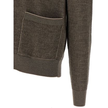Brioni Brown Cashmere Cardigan