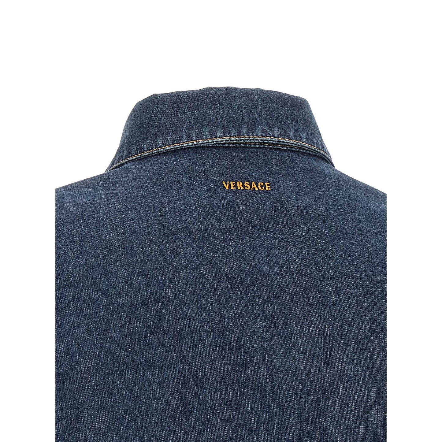 Versace Blue Cotton Short Dress