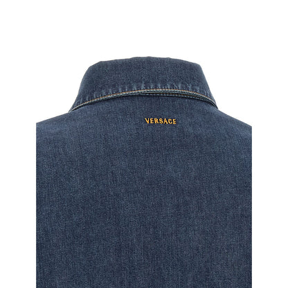 Versace Blue Cotton Short Dress