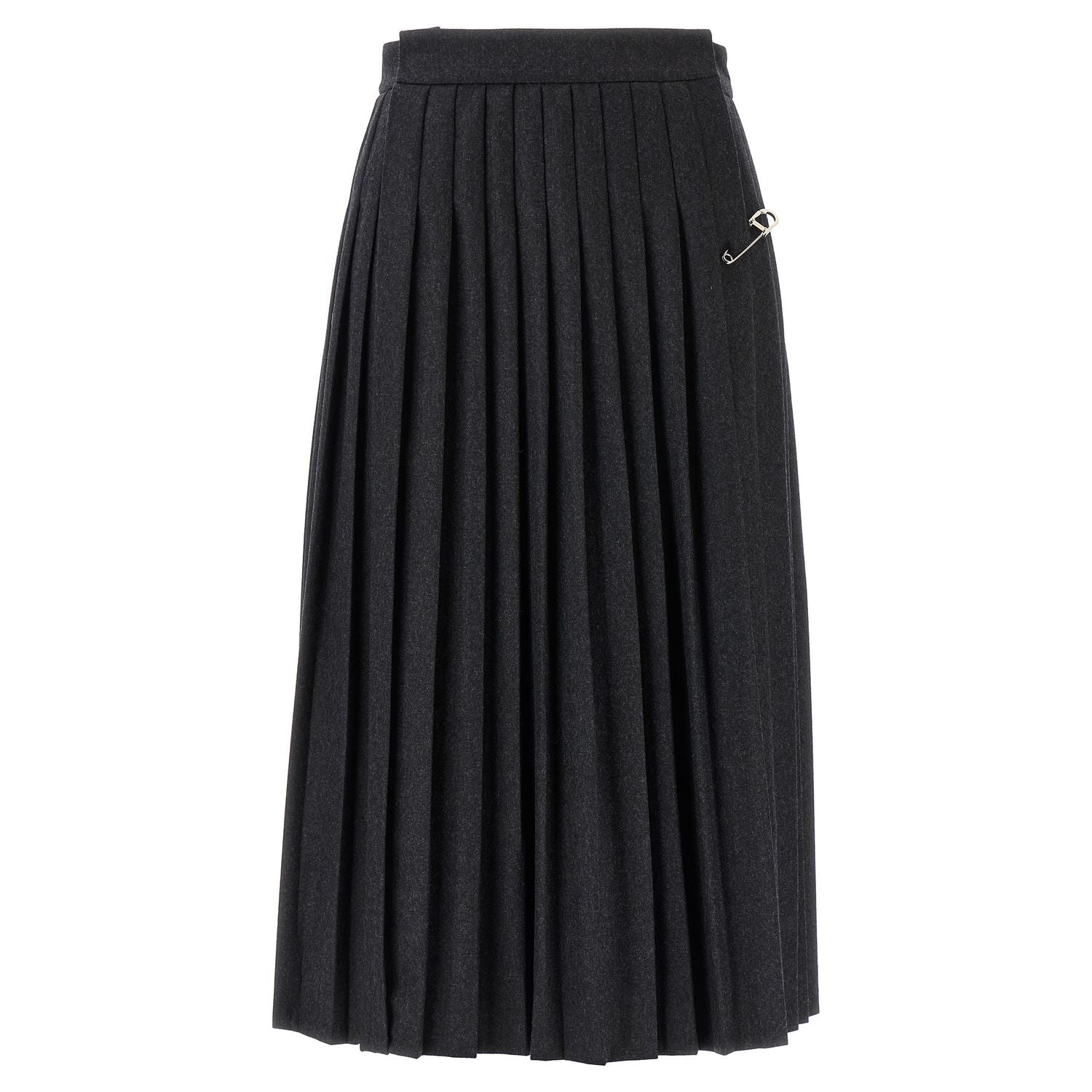 Prada Gray Virgin Wool Midi Skirt