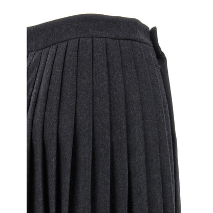 Prada Gray Virgin Wool Midi Skirt