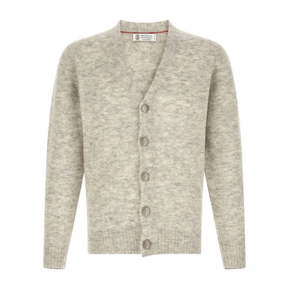 Brunello Cucinelli Gray Alpaca Leather Cardigan