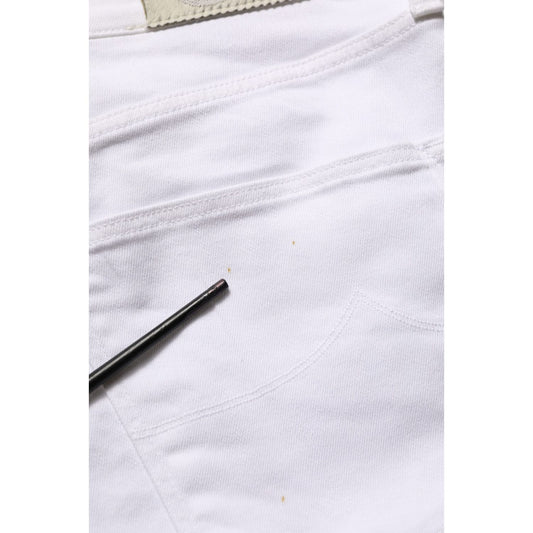 Jacob Cohen White Skinny Fit Mid Waist Men Denim Trouser Jeans