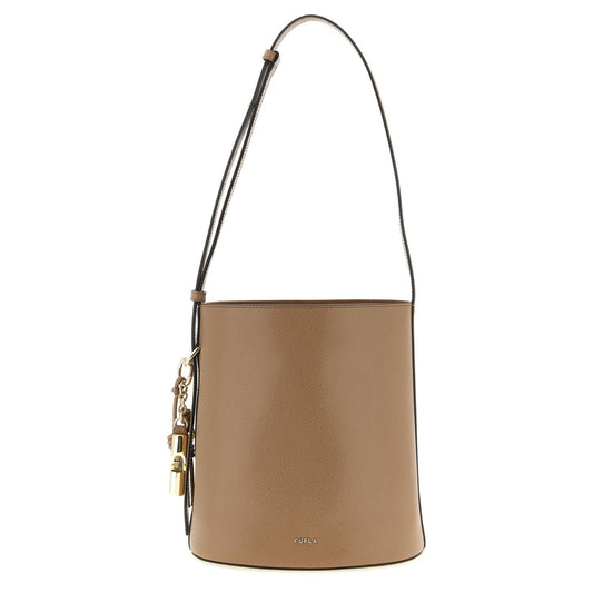 Furla Beige Calfskin Shoulder Bag