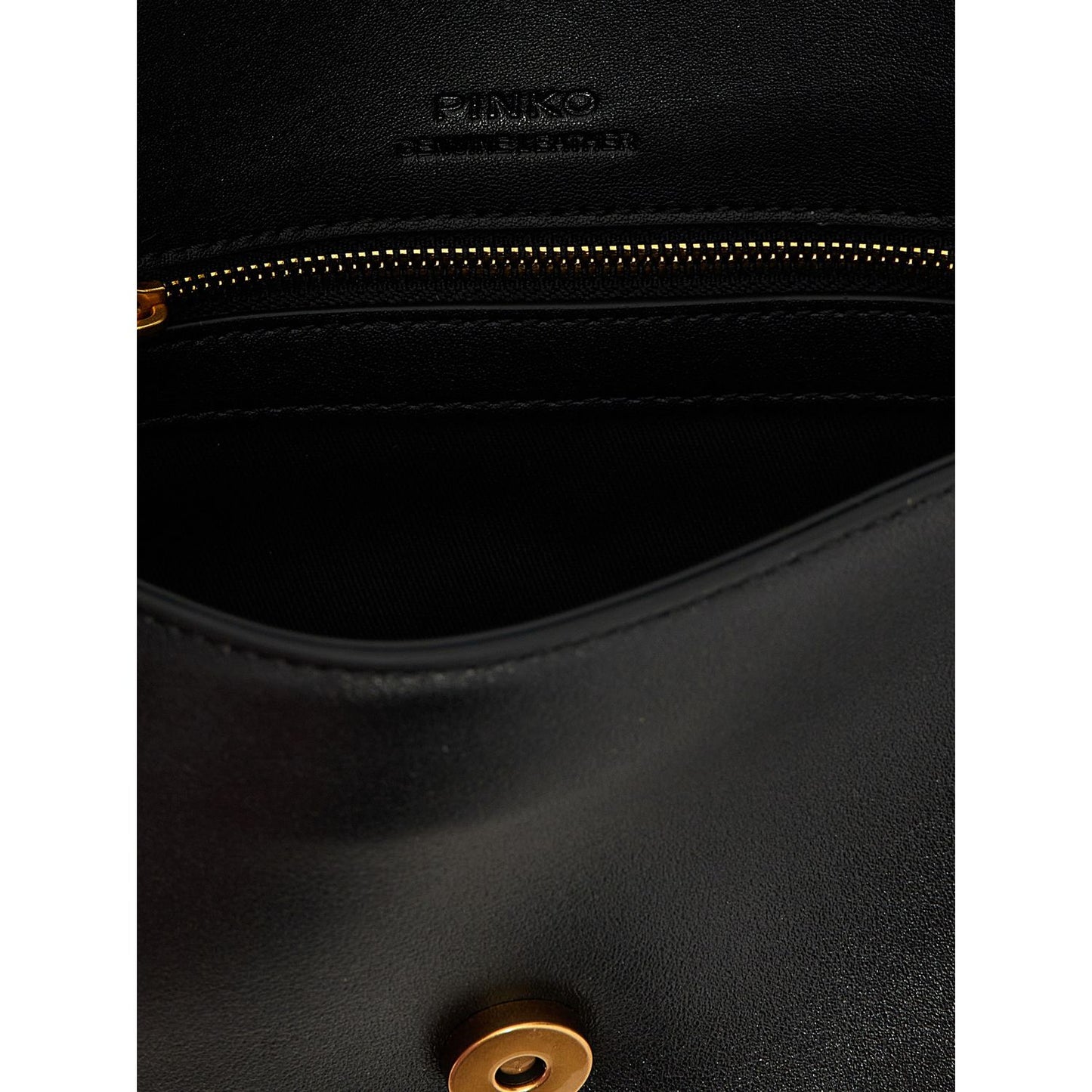 PINKO Black Calfskin Shoulder Bag