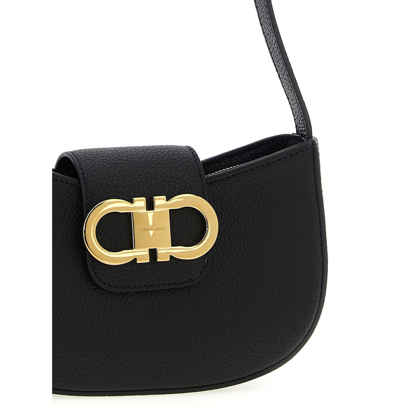Ferragamo Black Calfskin Shoulder Bag