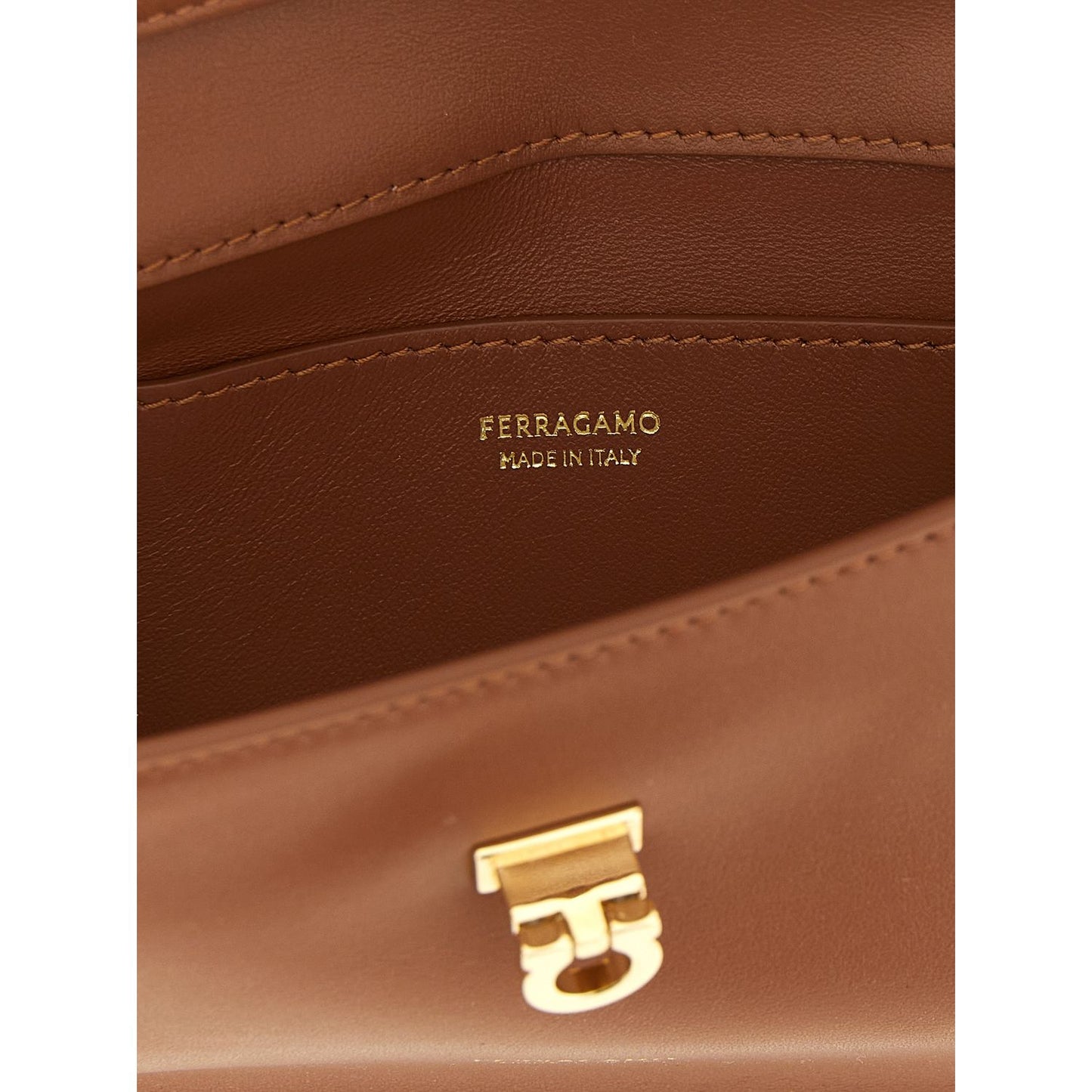 Ferragamo Brown Calfskin Clutch Bag