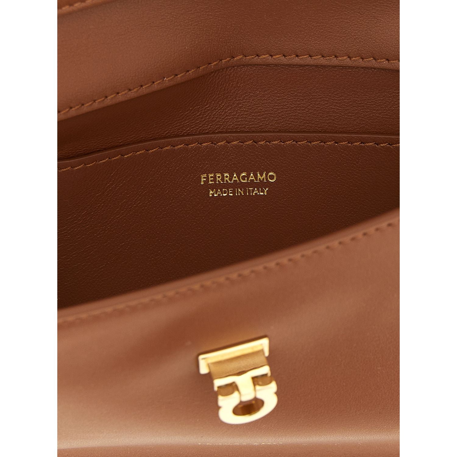 Ferragamo Brown Calfskin Clutch Bag