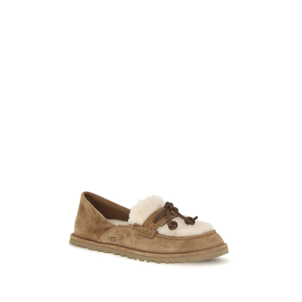 UGG Beige Suede Leather Slip-On Loafers