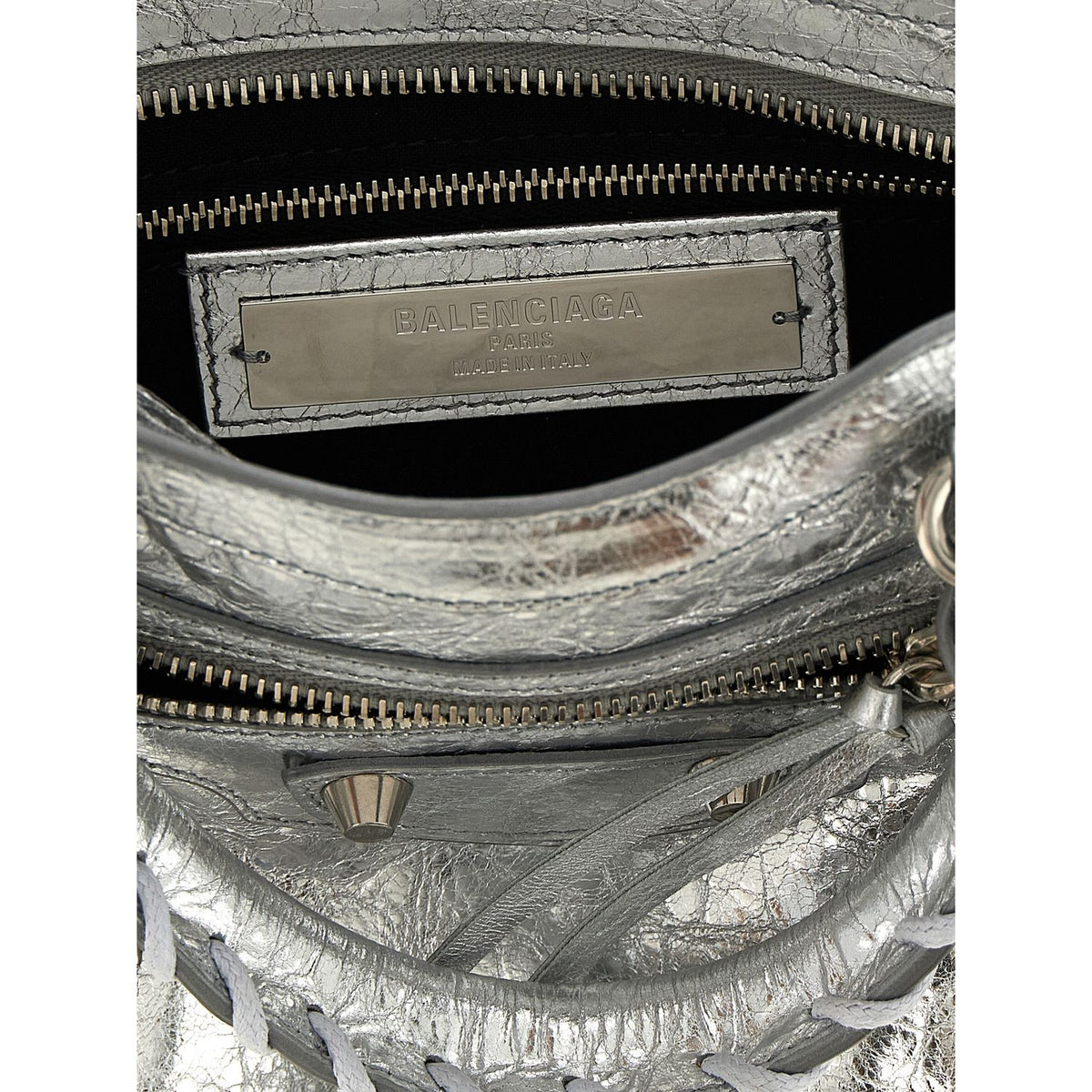 Balenciaga Silver Lamb Leather Handbag