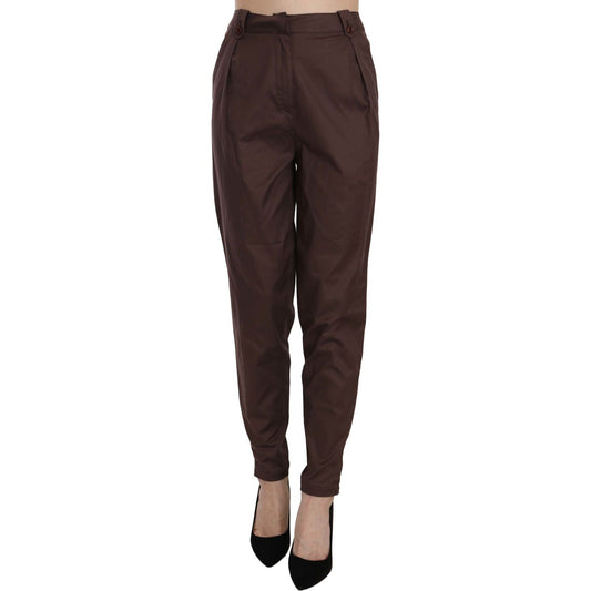 Just Cavalli Brown High Waist Tapered Formal Trousers Pants Just Cavalli