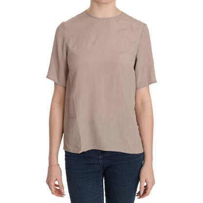 Dolce & Gabbana Beige Crew Neck Short Sleeve Blouse Dolce & Gabbana