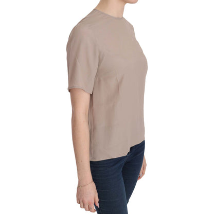 Dolce & Gabbana Beige Crew Neck Short Sleeve Blouse Dolce & Gabbana