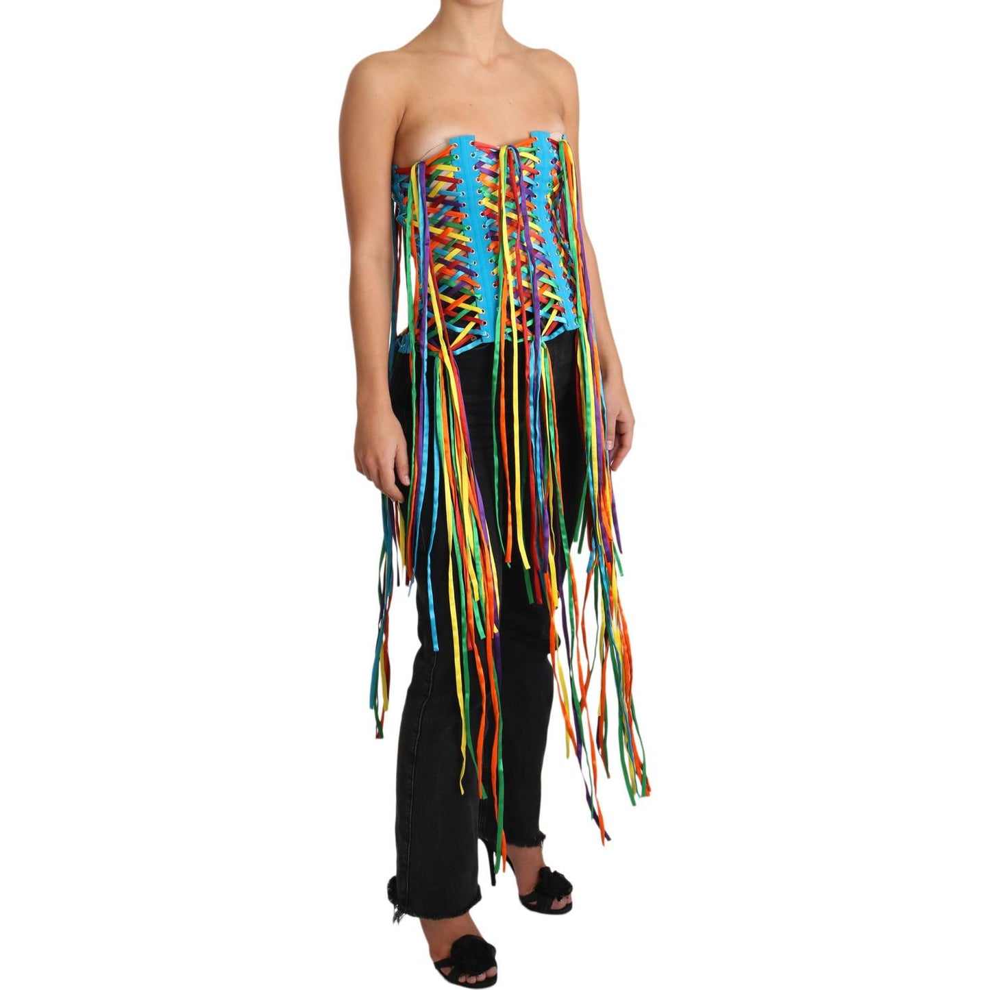 Dolce & Gabbana Multicolor Strings Bustier Polyester Corset Top Dolce & Gabbana