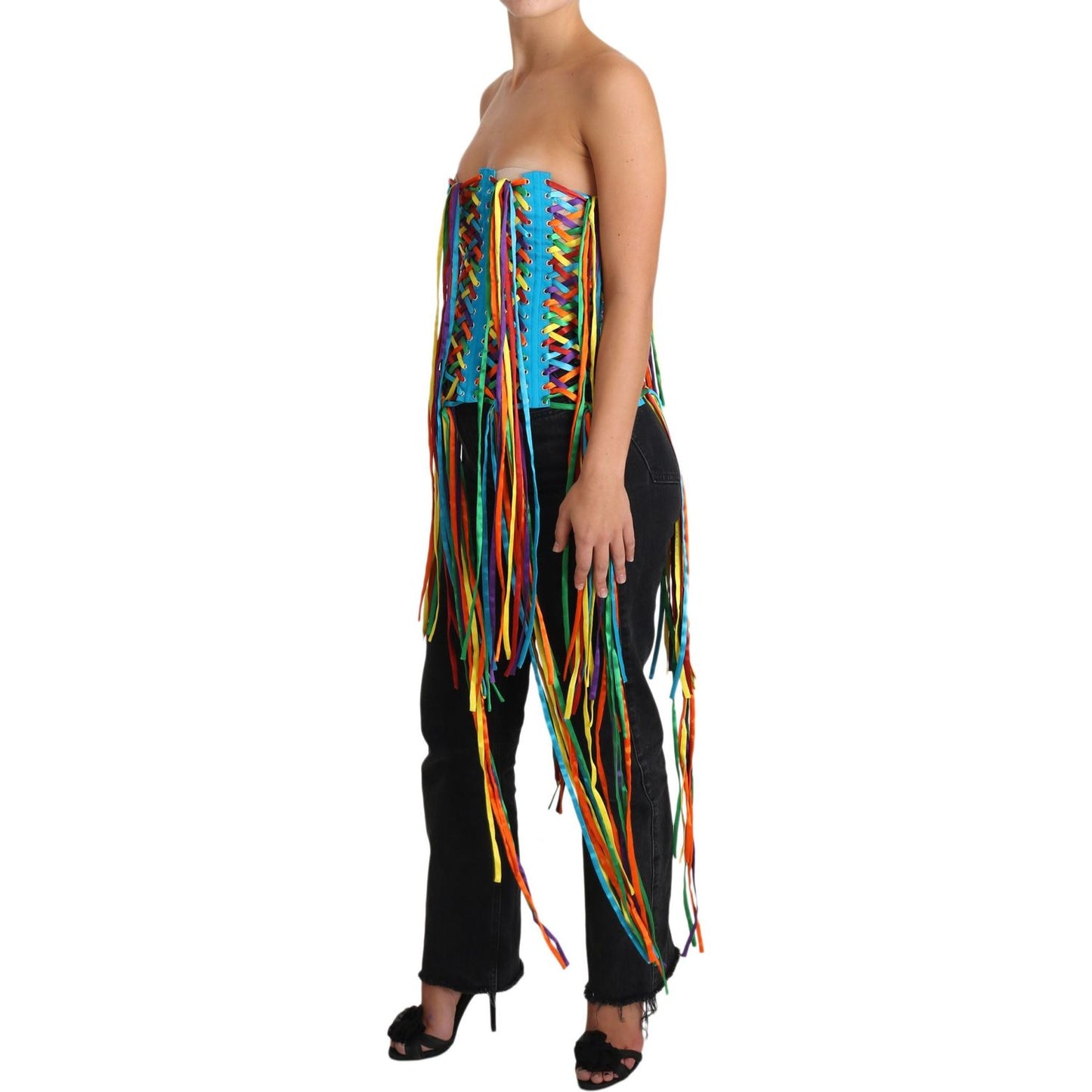 Dolce & Gabbana Multicolor Strings Bustier Polyester Corset Top Dolce & Gabbana