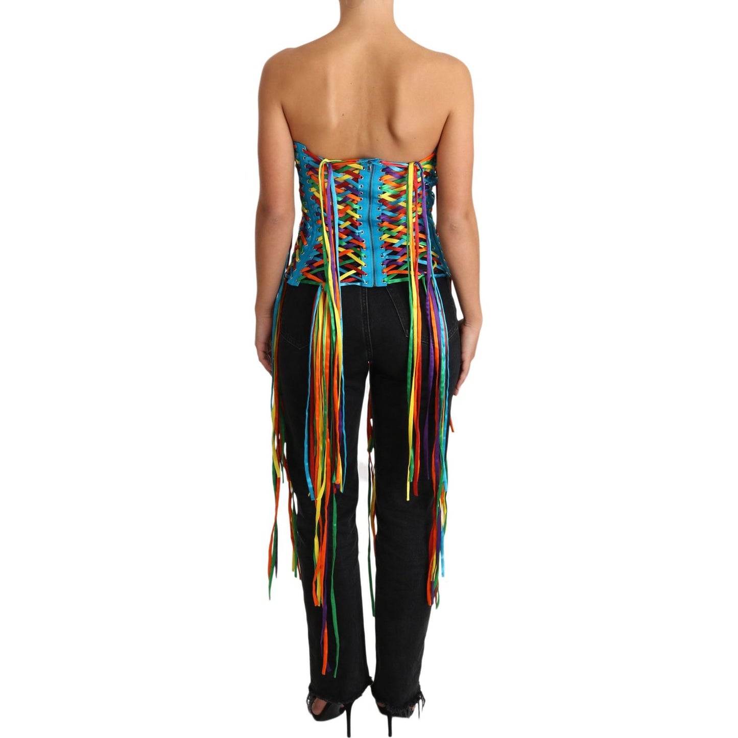 Dolce & Gabbana Multicolor Strings Bustier Polyester Corset Top Dolce & Gabbana